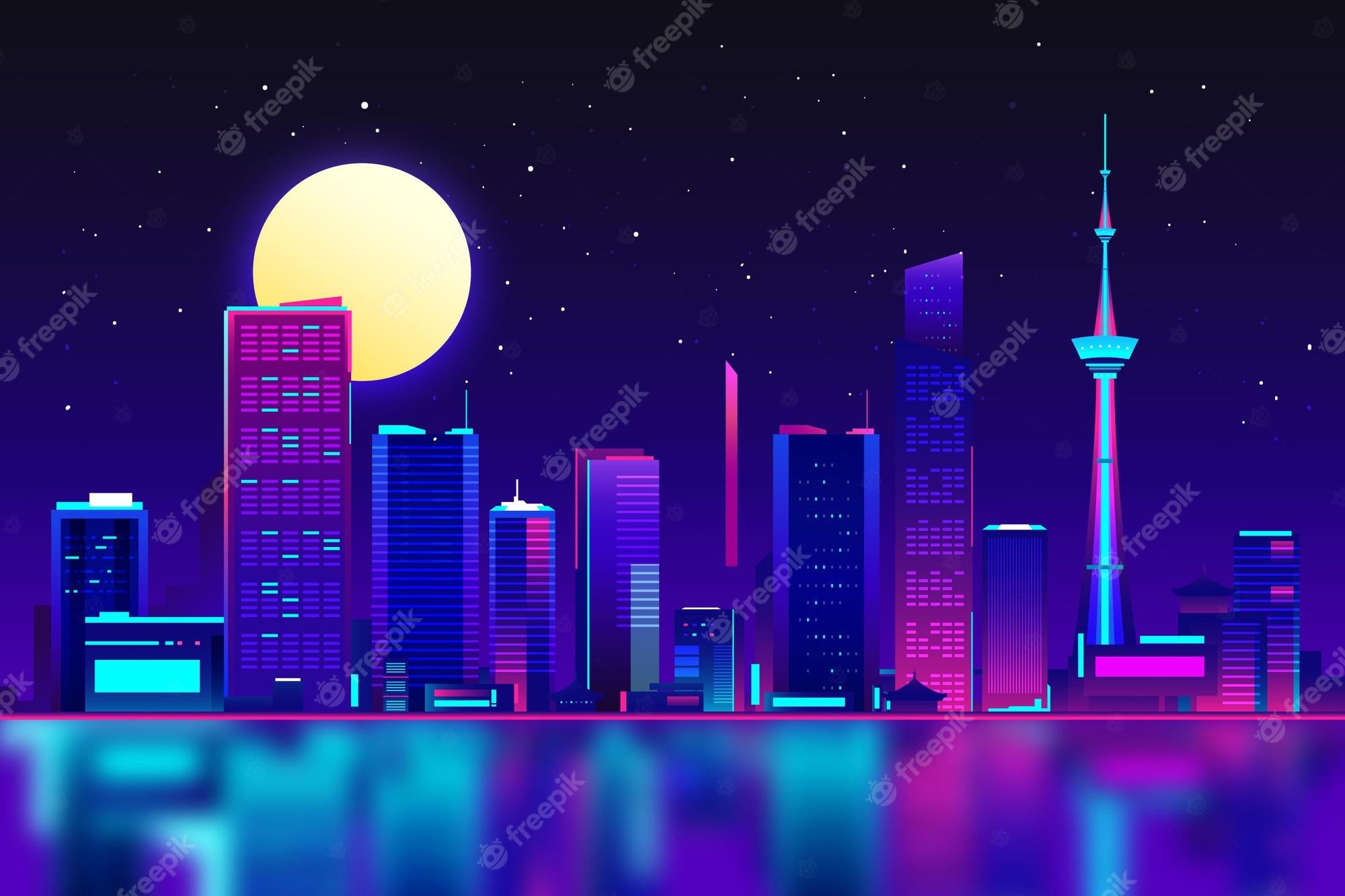 Neon City Skyline Wallpapers Top Free Neon City Skyline Backgrounds