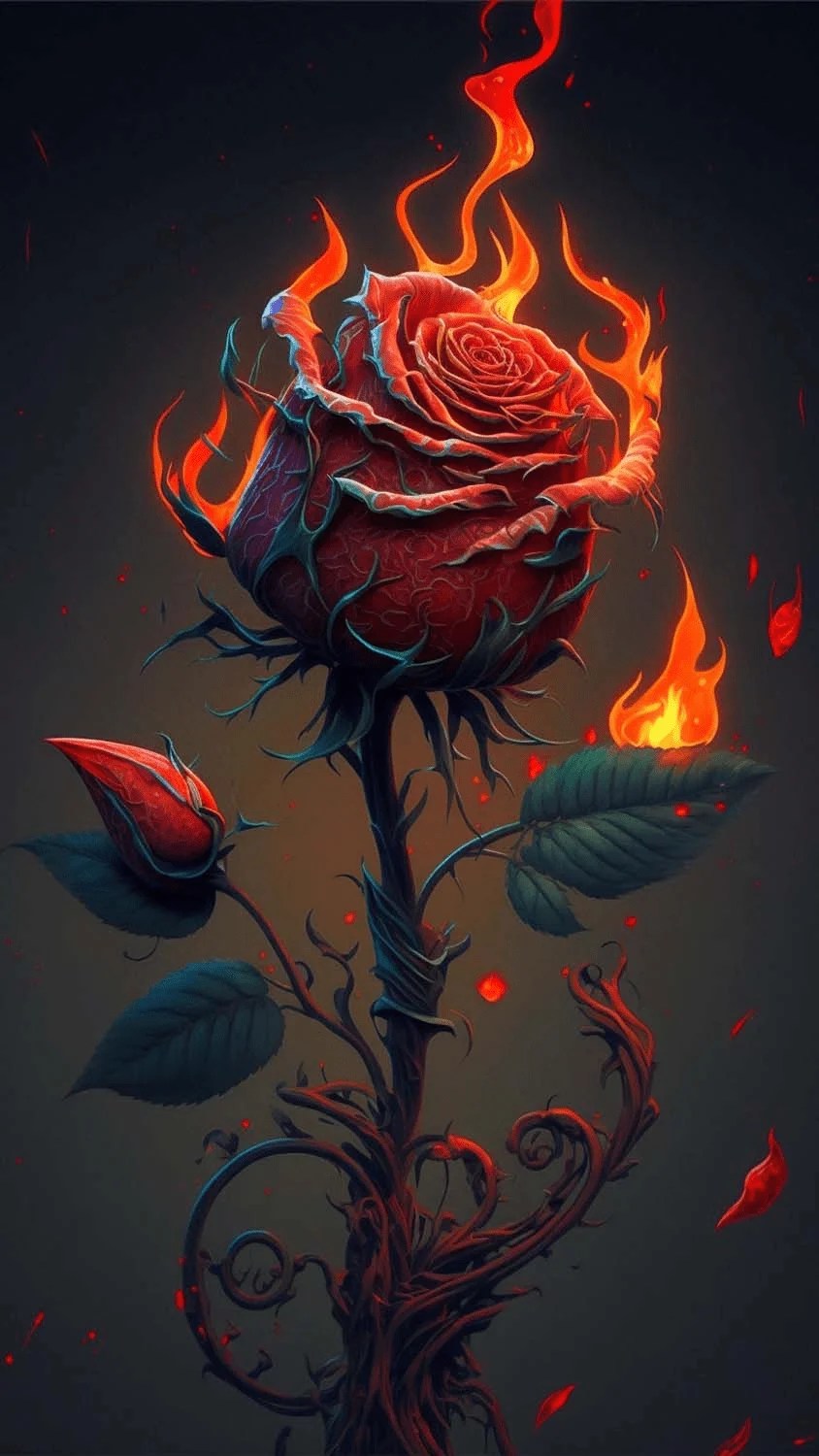 Rose On Fire Wallpapers Top Free Rose On Fire Backgrounds