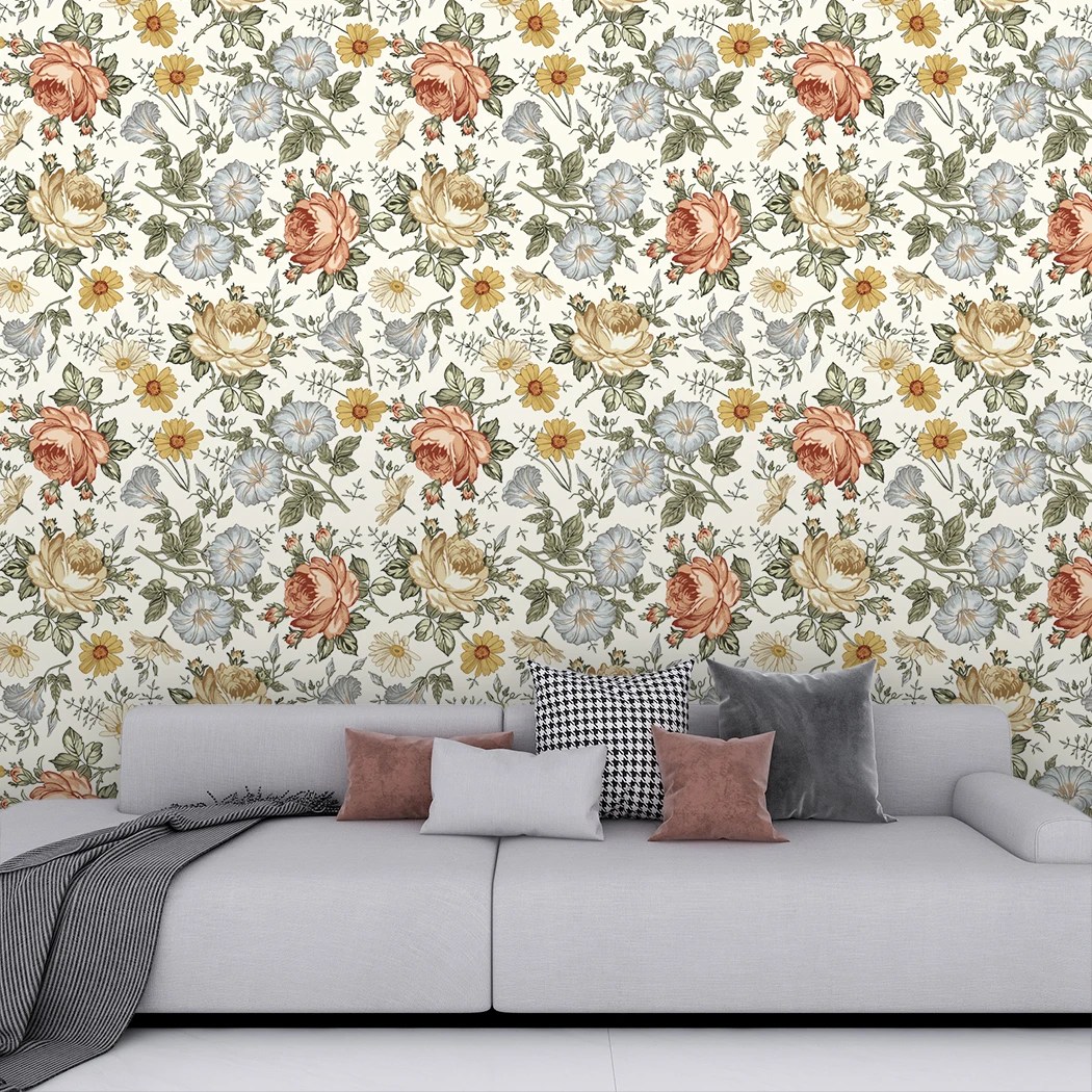 Multicolor Peony Daisy Peel and Stick Wallpaper Canada Wallpaper Canada