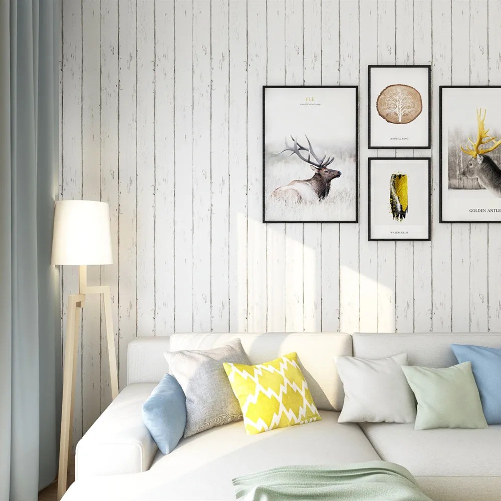 Vintage Distressed White Wood Grain Peel and Stick Wallpaper Canada Wallpaper Canada