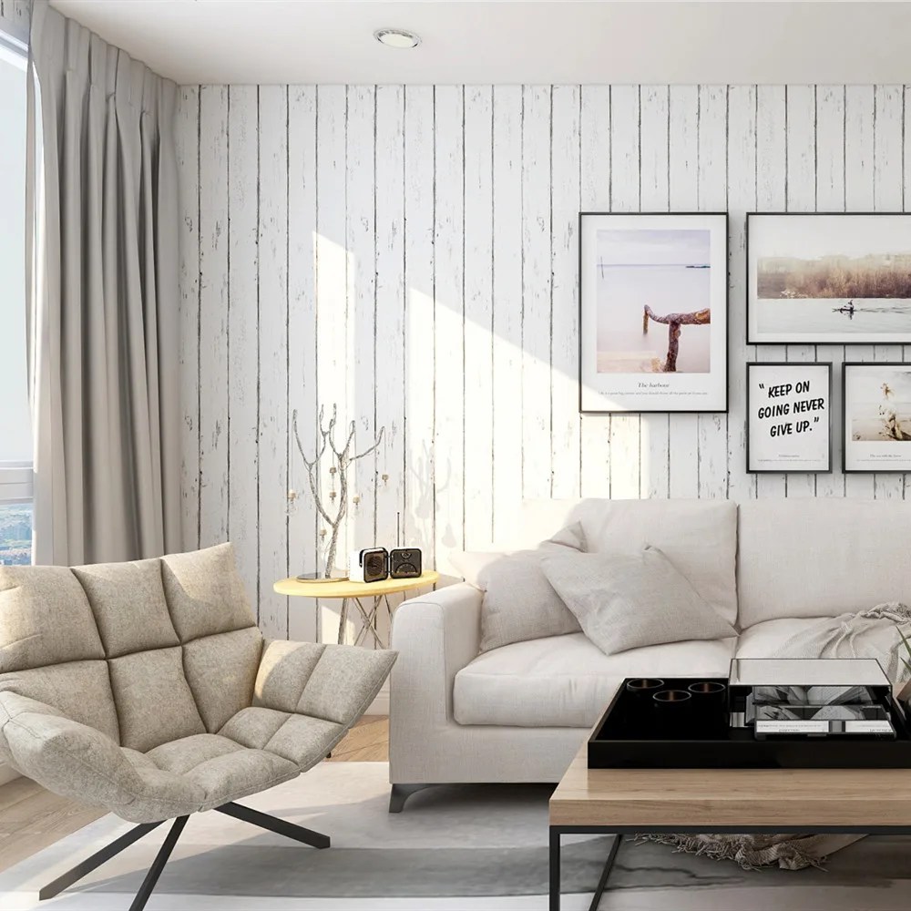 Vintage Distressed White Wood Grain Peel and Stick Wallpaper Canada Wallpaper Canada