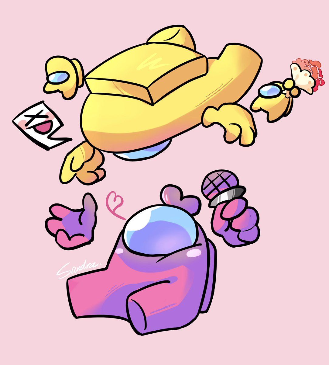 among us fnf pink and yellow Wallpaper Cave