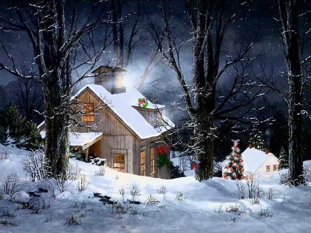 Christmas Snow Scene Wallpapers Wallpaper Cave