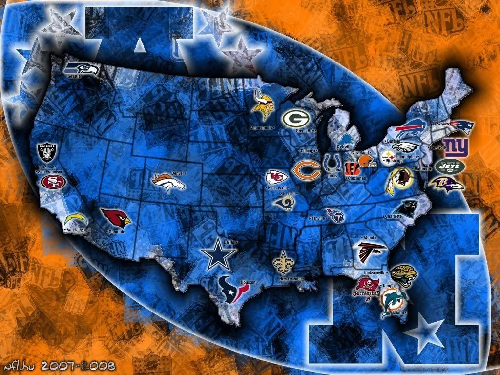 Simple Map of NFL Teams & Stadiums Sport Rankers