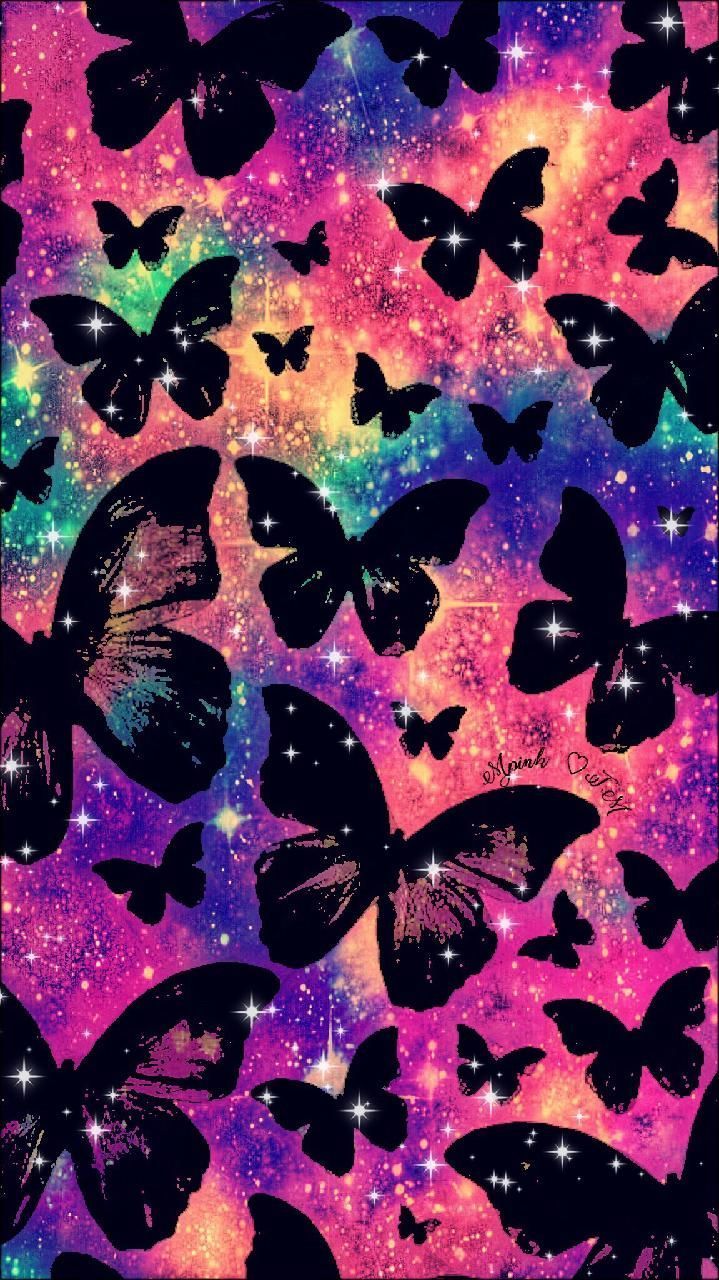 Pink Glitter Butterfly Wallpaper