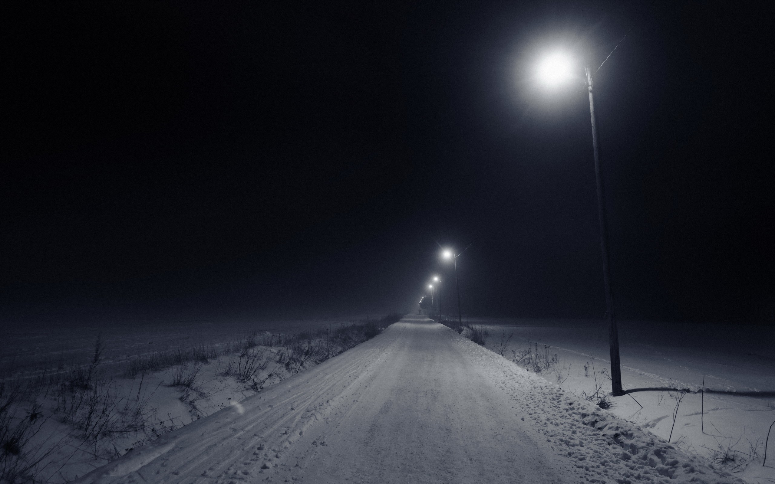 Winter Night Road Wallpapers Wallpaper Cave