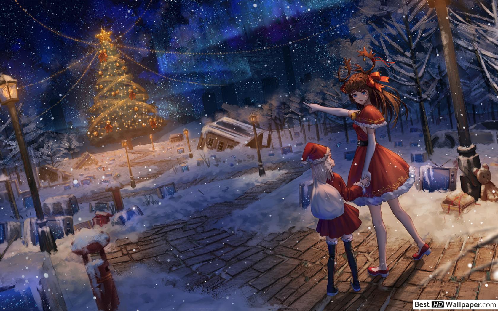 Anime Christmas Scenery Wallpapers Wallpaper Cave