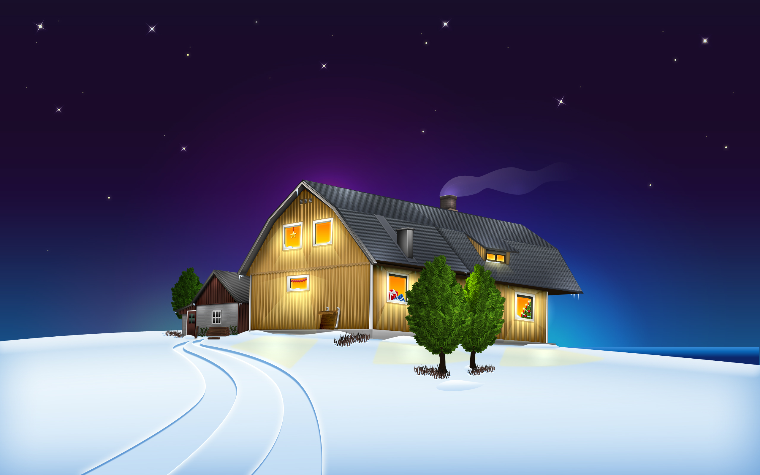 Christmas House Cartoon Wallpapers Wallpaper Cave