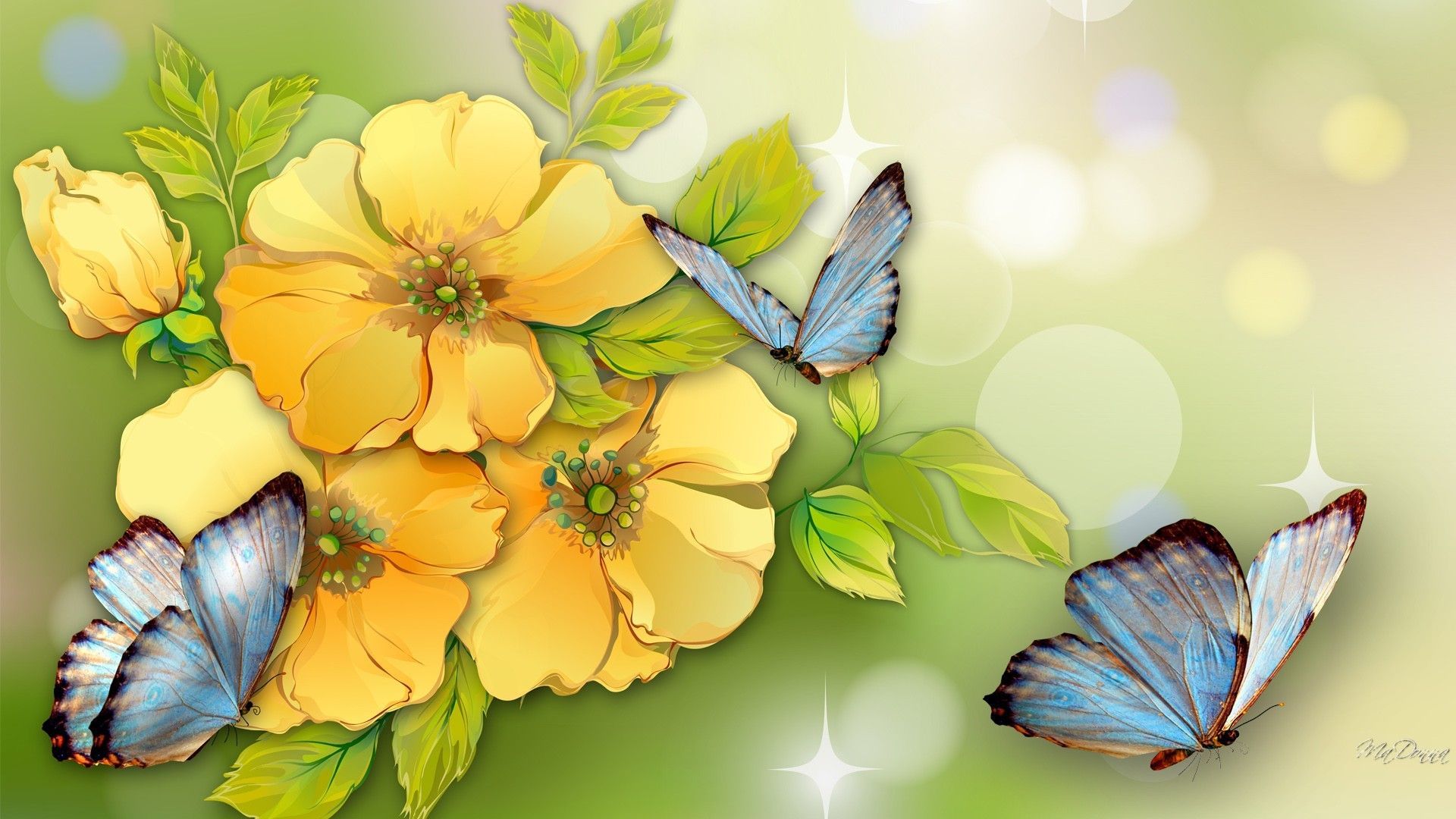Yellow Green Flower Art Wallpapers Wallpaper Cave
