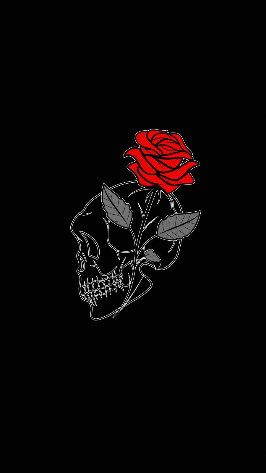Skull And Black Roses Wallpaper