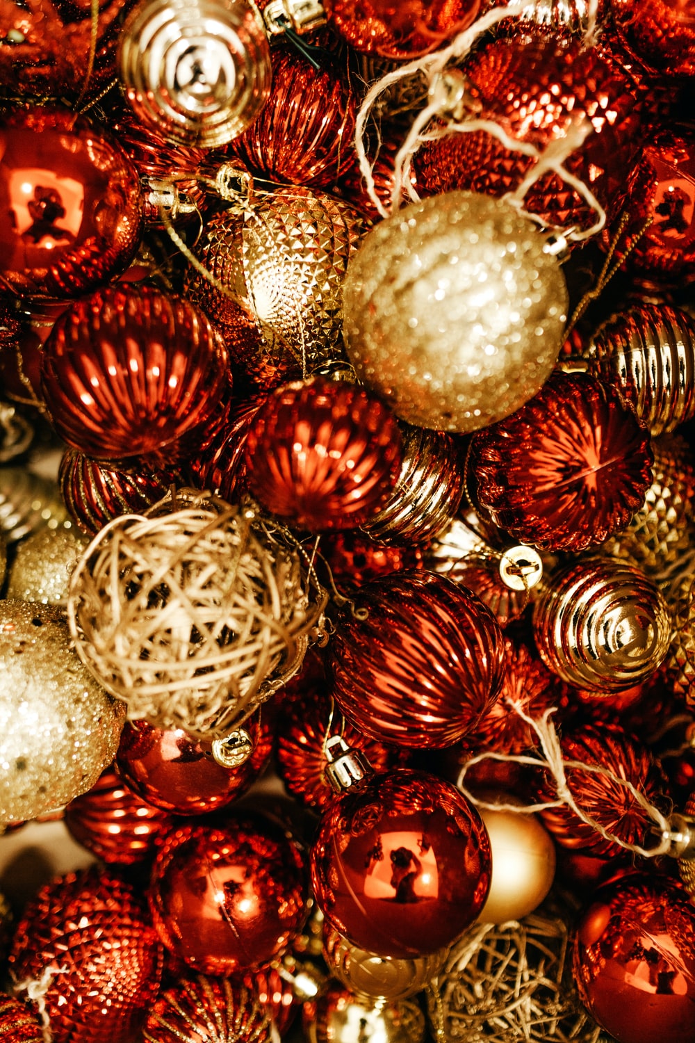 Red And Gold Christmas Lights Background