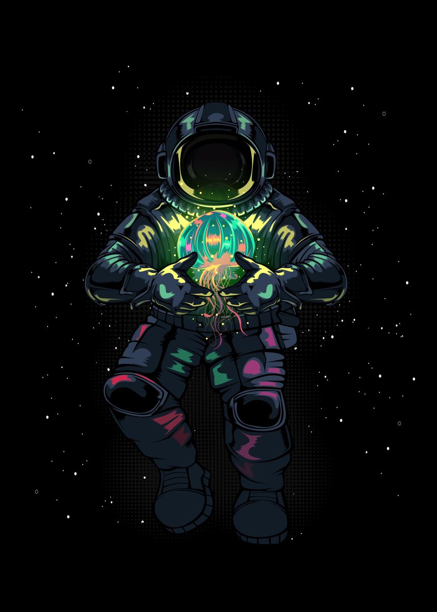 Astronaut With Jellyfish Wallpaper