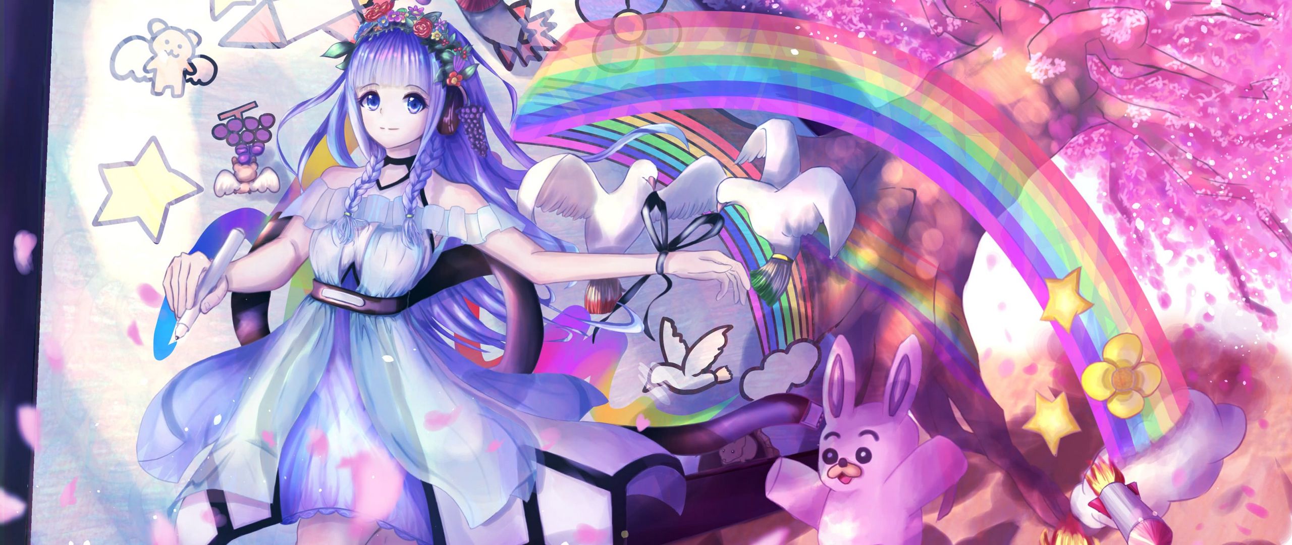 Rainbow Anime Girl Wallpapers Wallpaper Cave