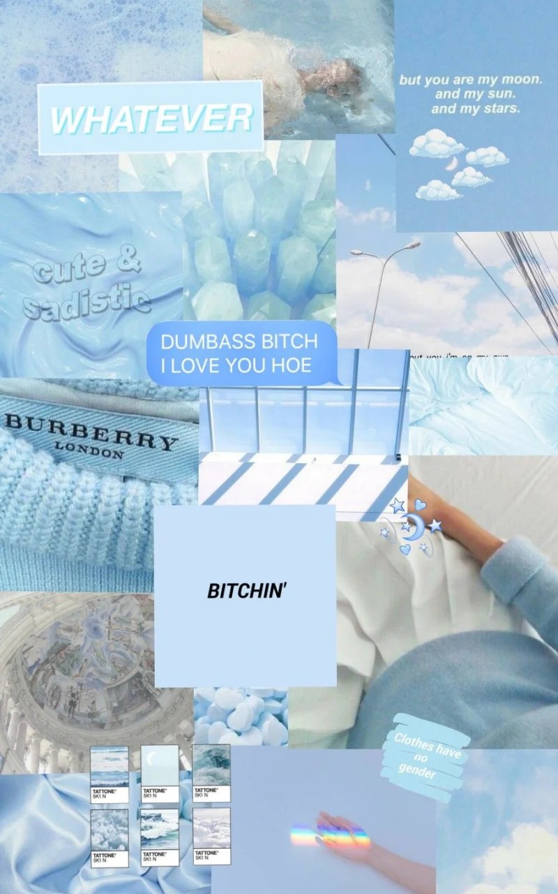 Aesthetic Baby Blue Collage Wallpapers Wallpaper Cave