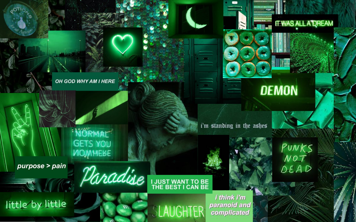 Dark Sage Green Collage Wallpapers Wallpaper Cave