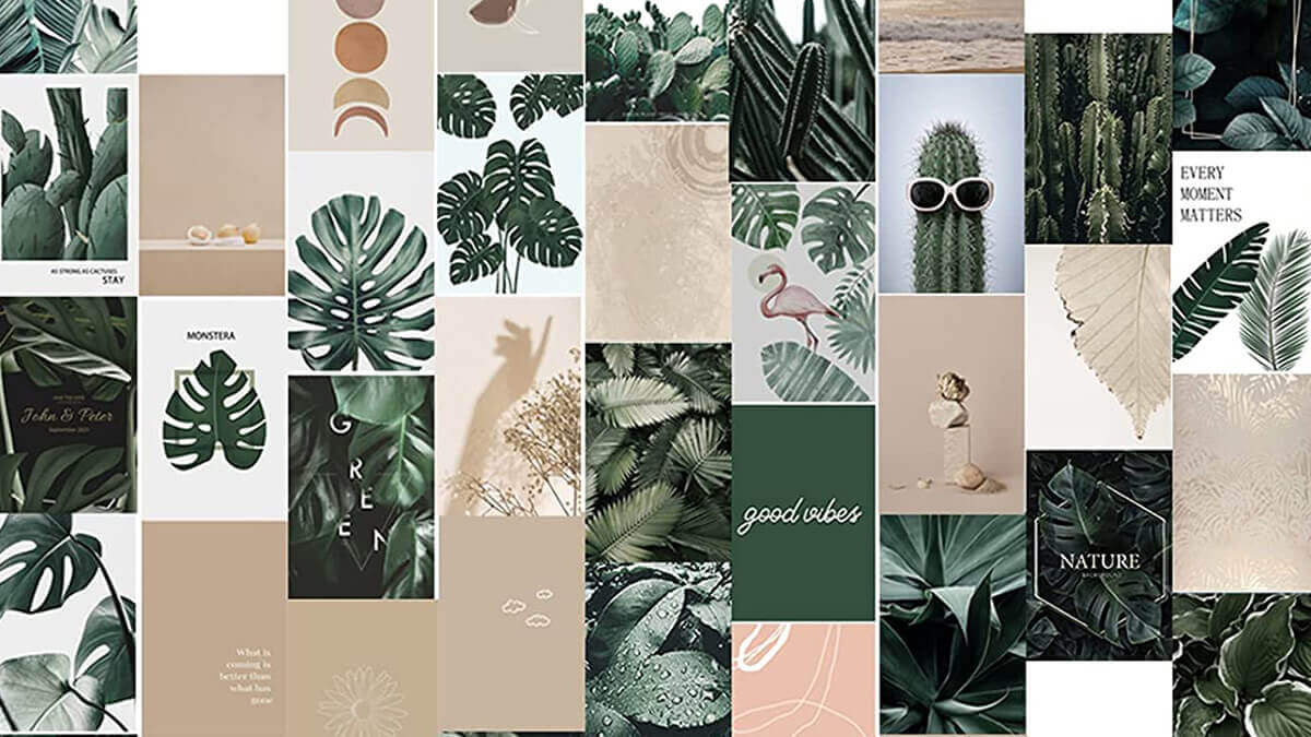 Dark Sage Green Collage Wallpapers Wallpaper Cave