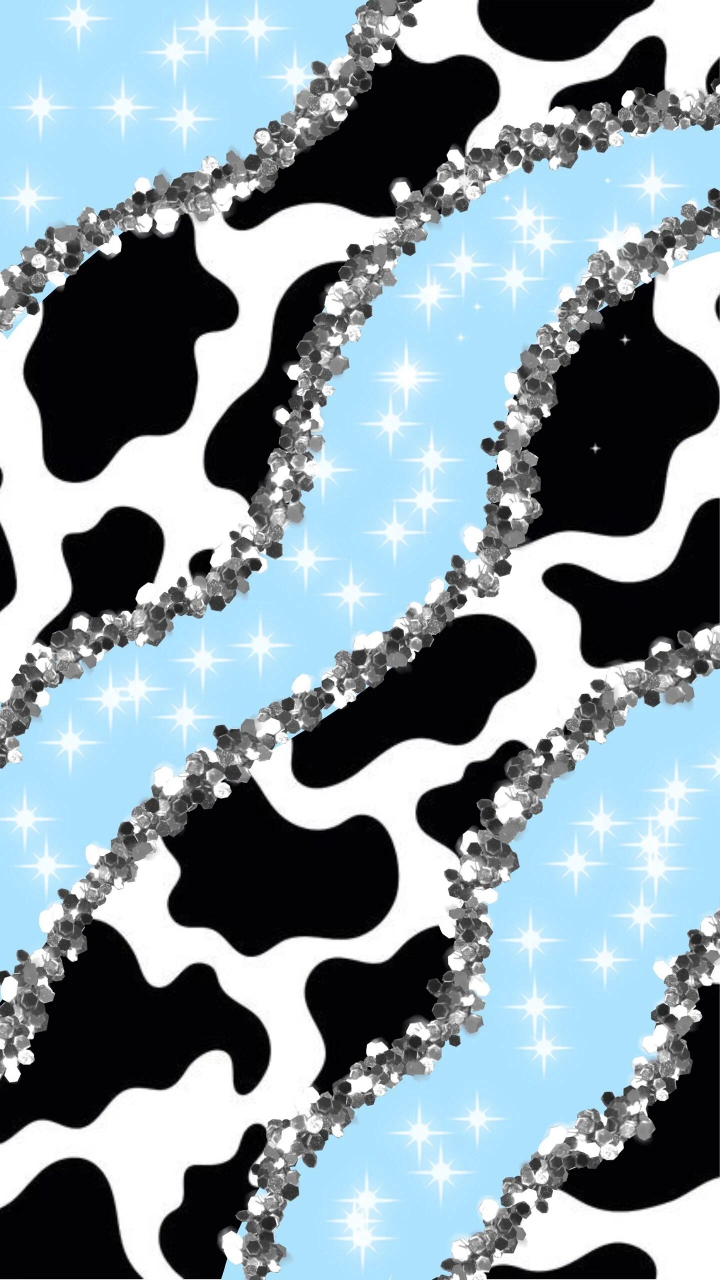 Blue Cow Print Background