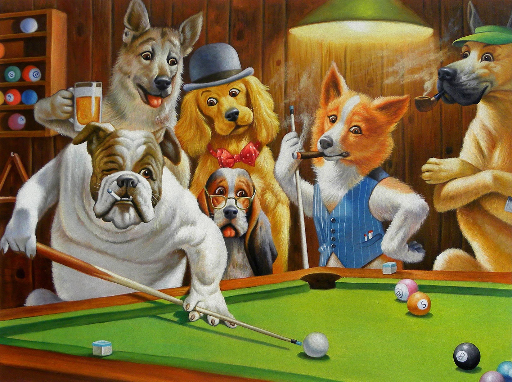 Dogs Playing Pool Wallpapers Wallpaper Cave