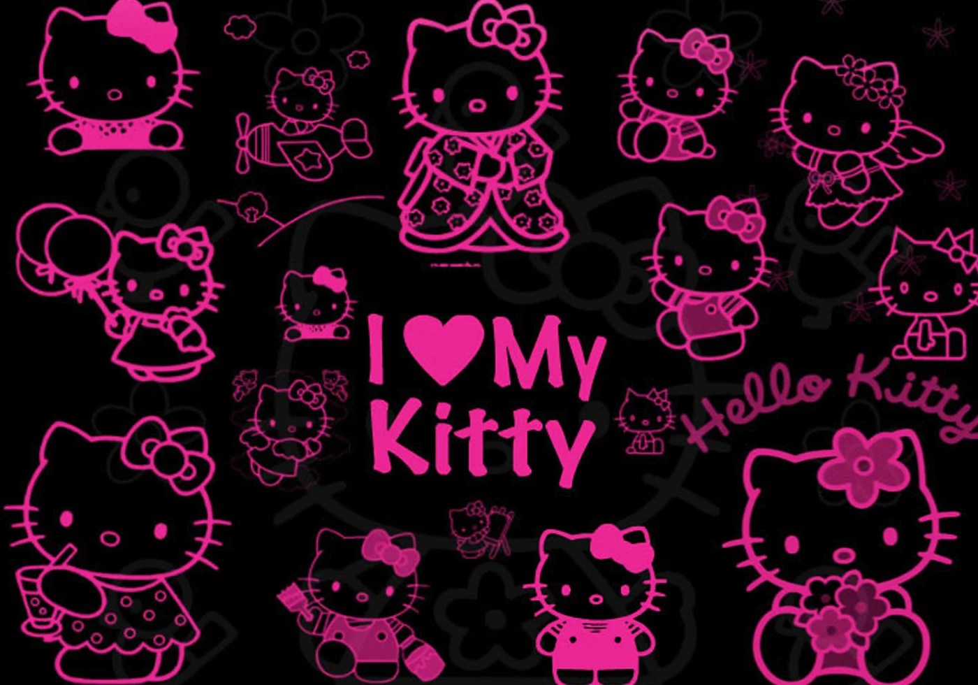 Hello Kitty Black Background