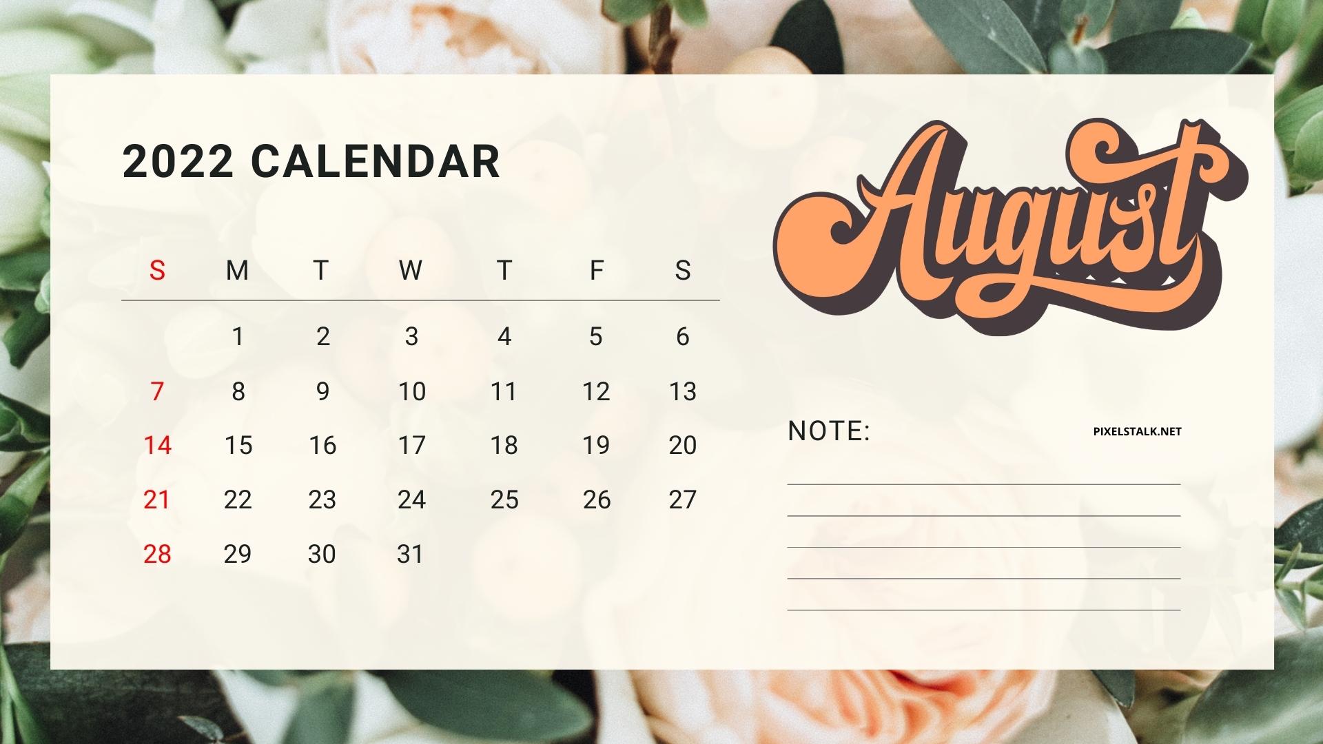 August 2022 Calendar Wallpapers Wallpaper Cave