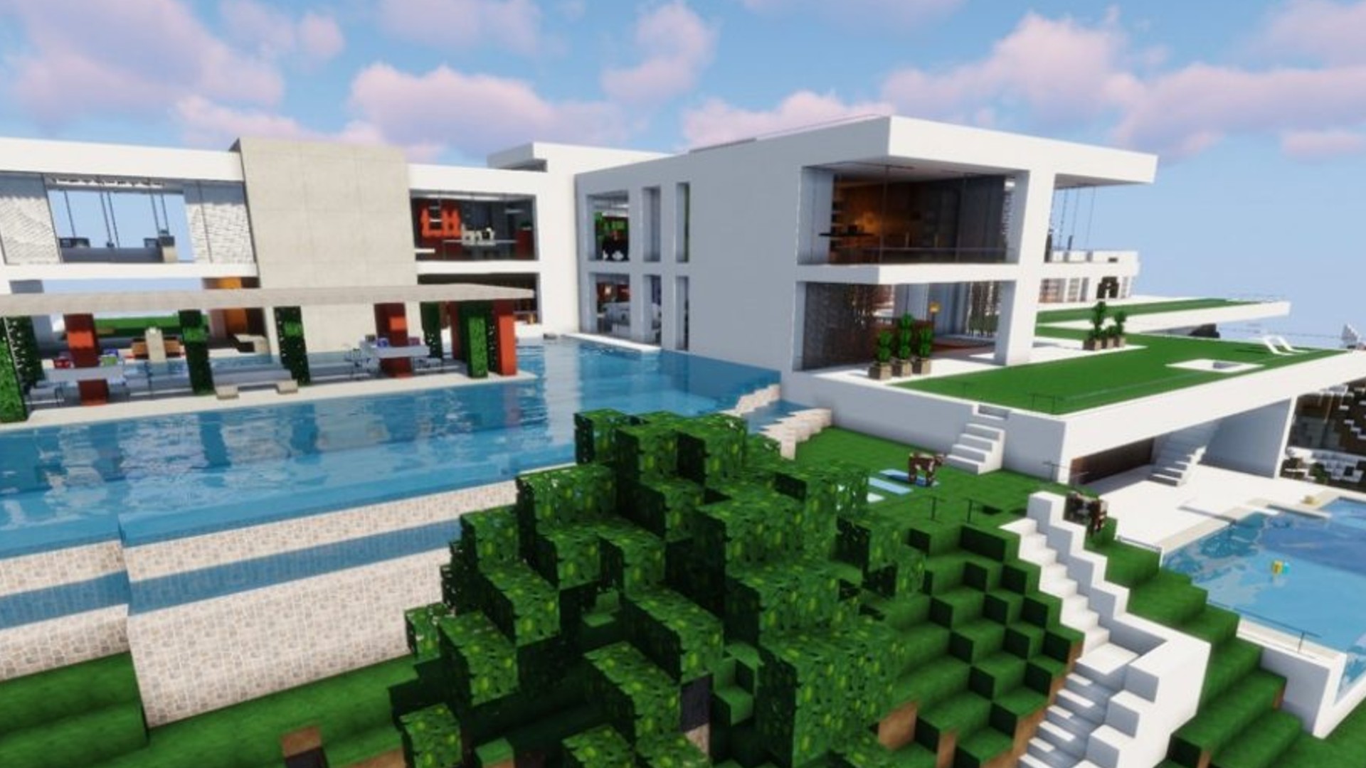 Minecraft Modern House Wallpapers Wallpaper Cave