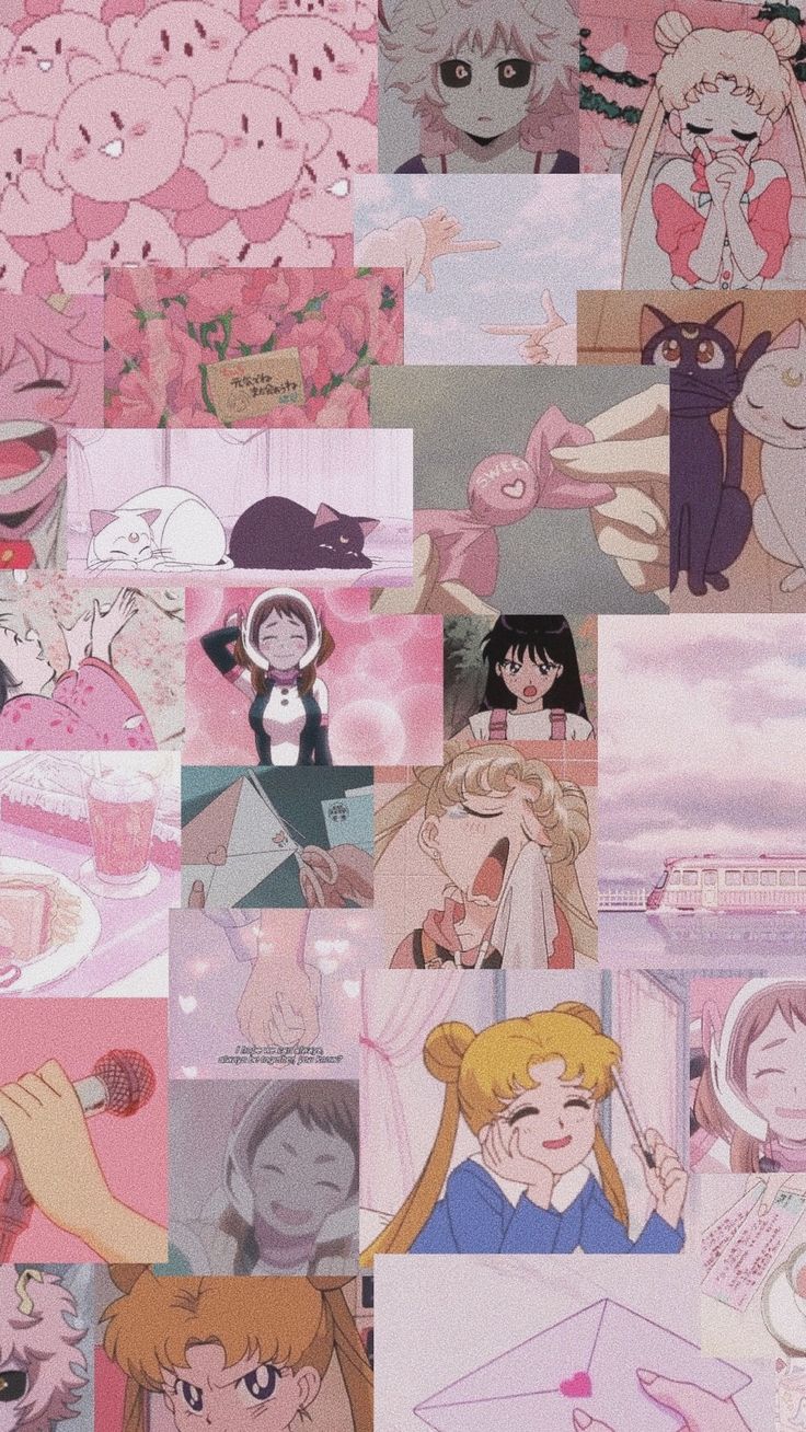 Pink Anime Collage Wallpapers Wallpaper Cave