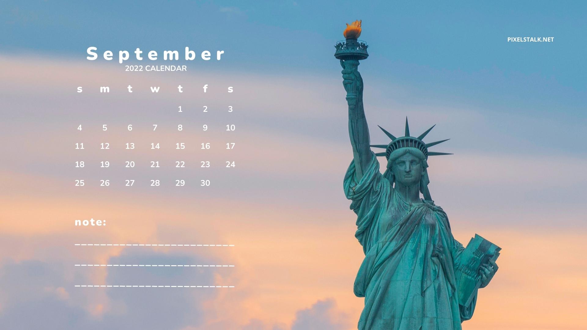 September 2022 Calendar Scenery Wallpaper