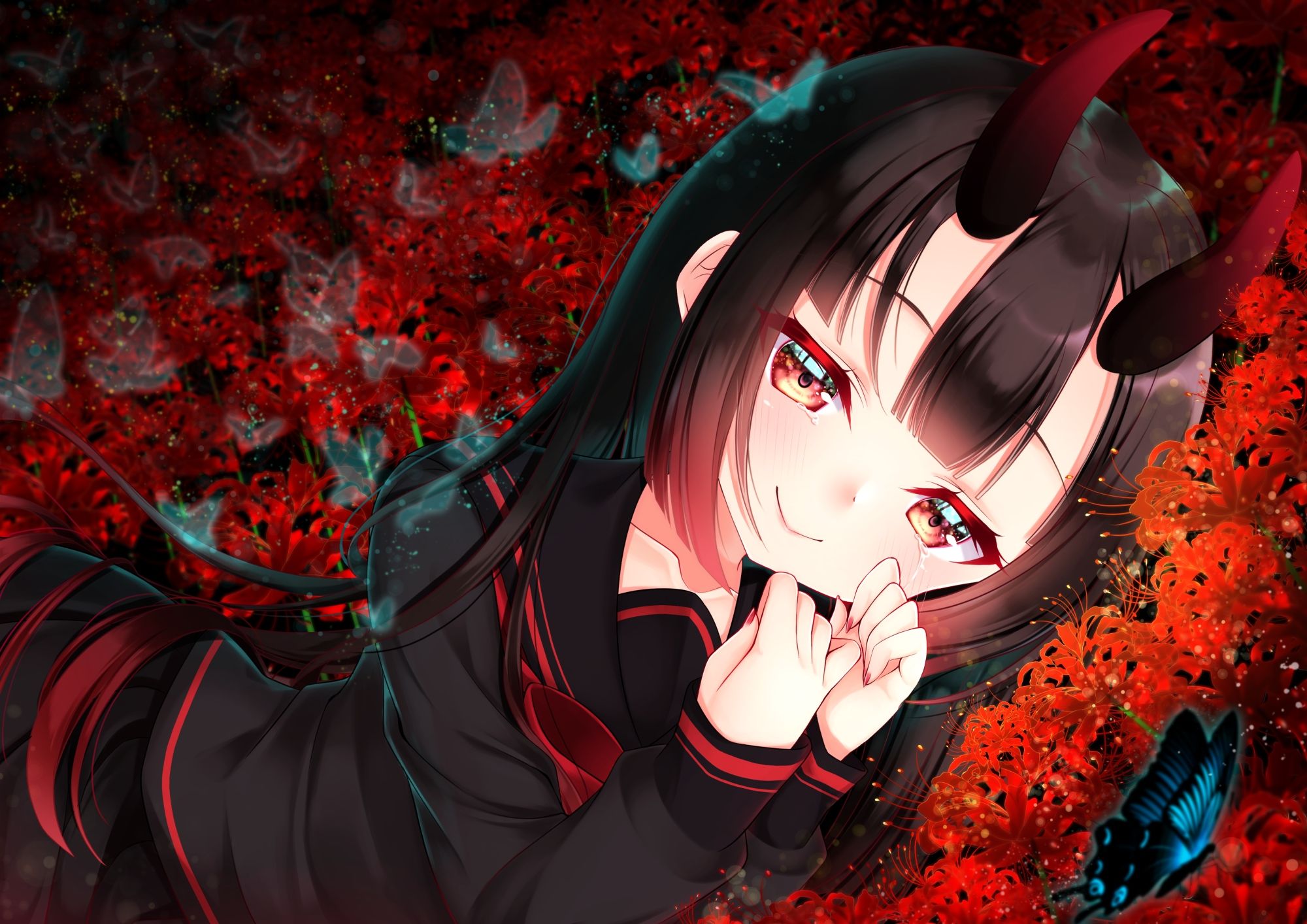 Anime Girl Red And Black Wallpapers Wallpaper Cave