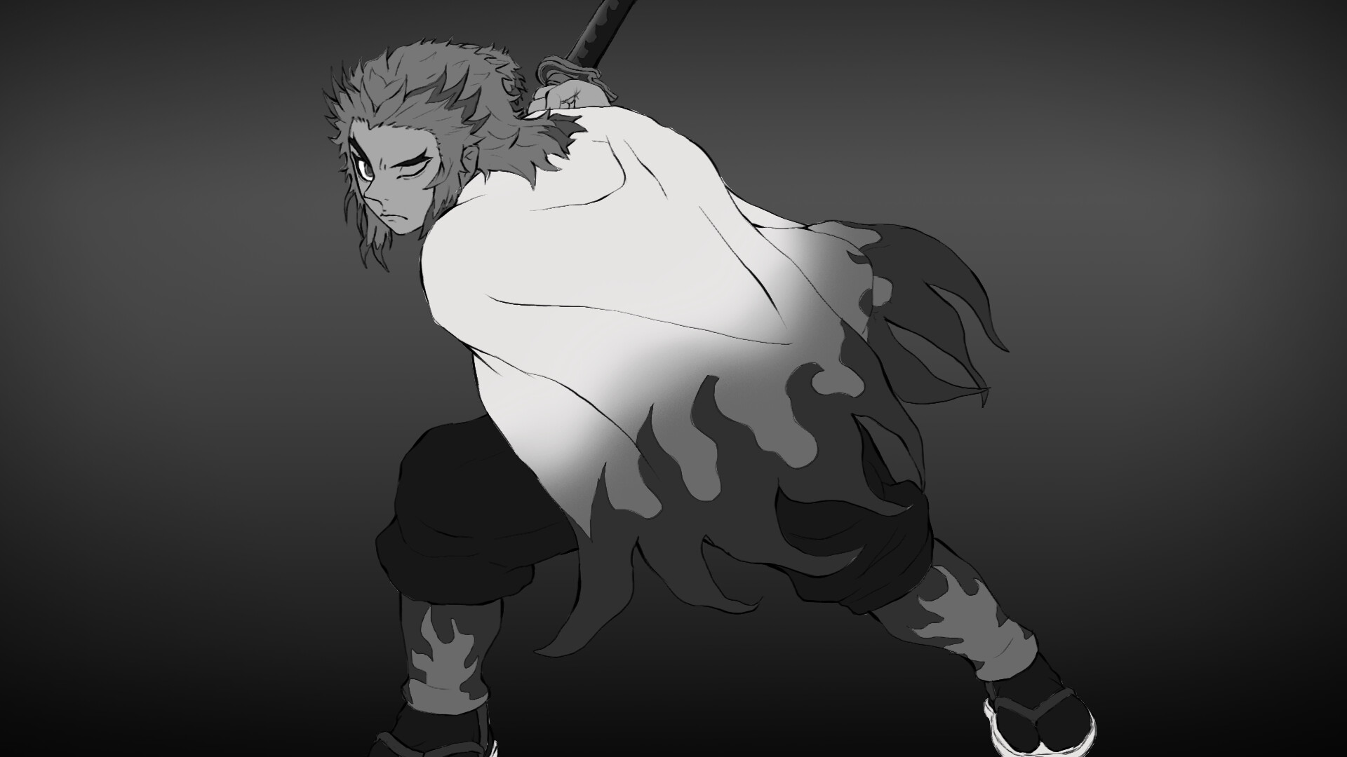 Rengoku Black And White Wallpapers Wallpaper Cave