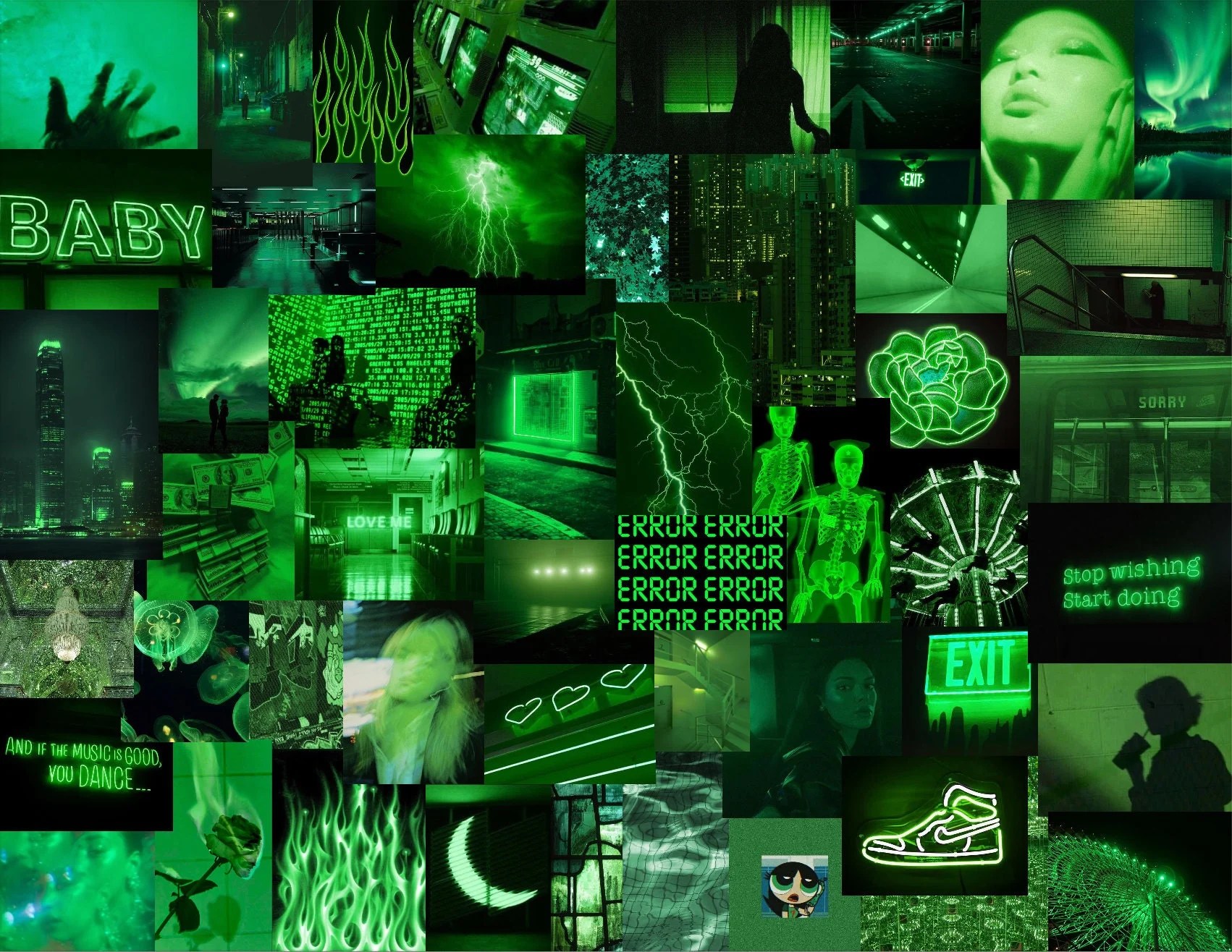 Neon Green Collage Wallpapers Wallpaper Cave