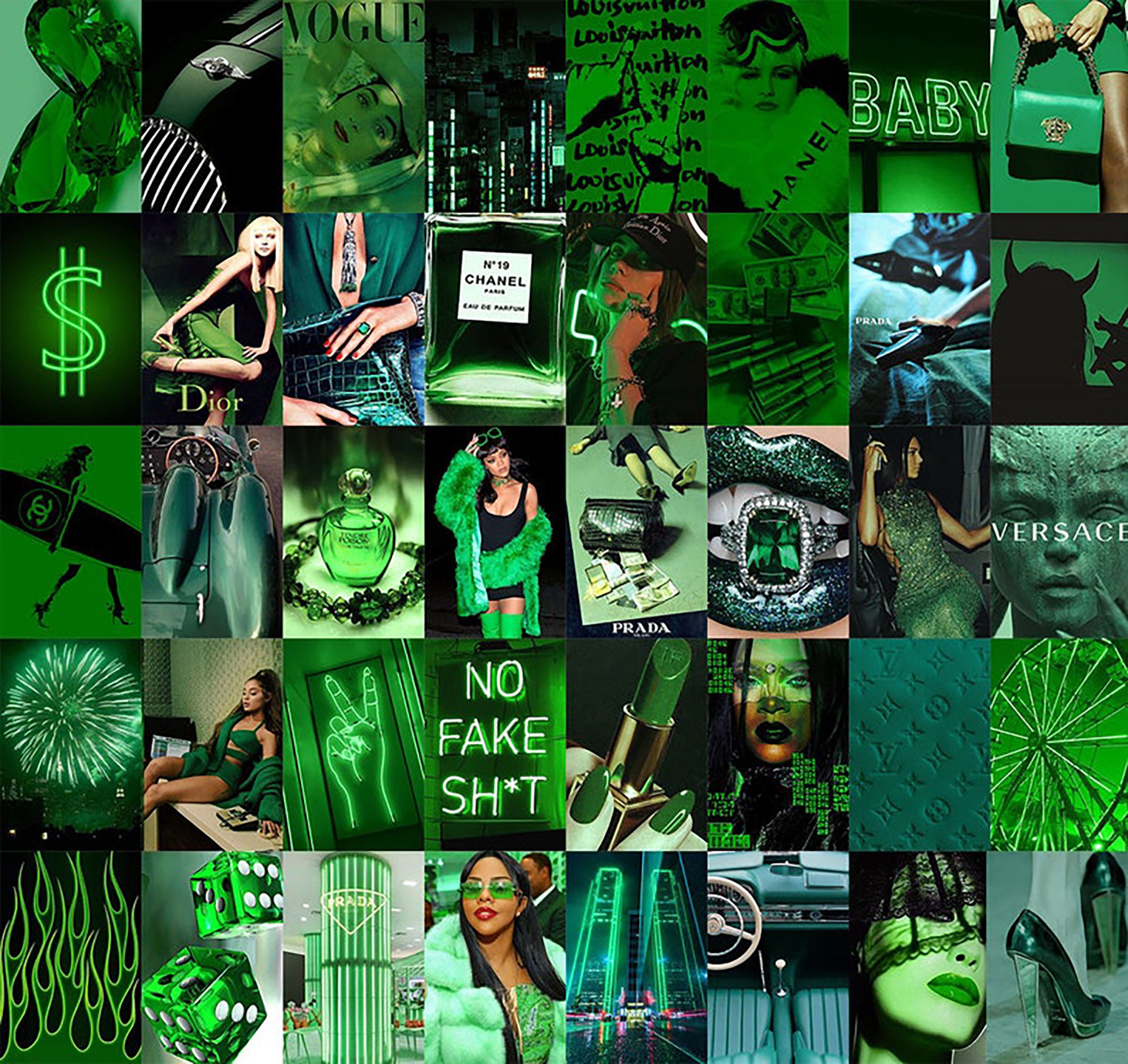 Dark Green Collage Wallpapers Wallpaper Cave