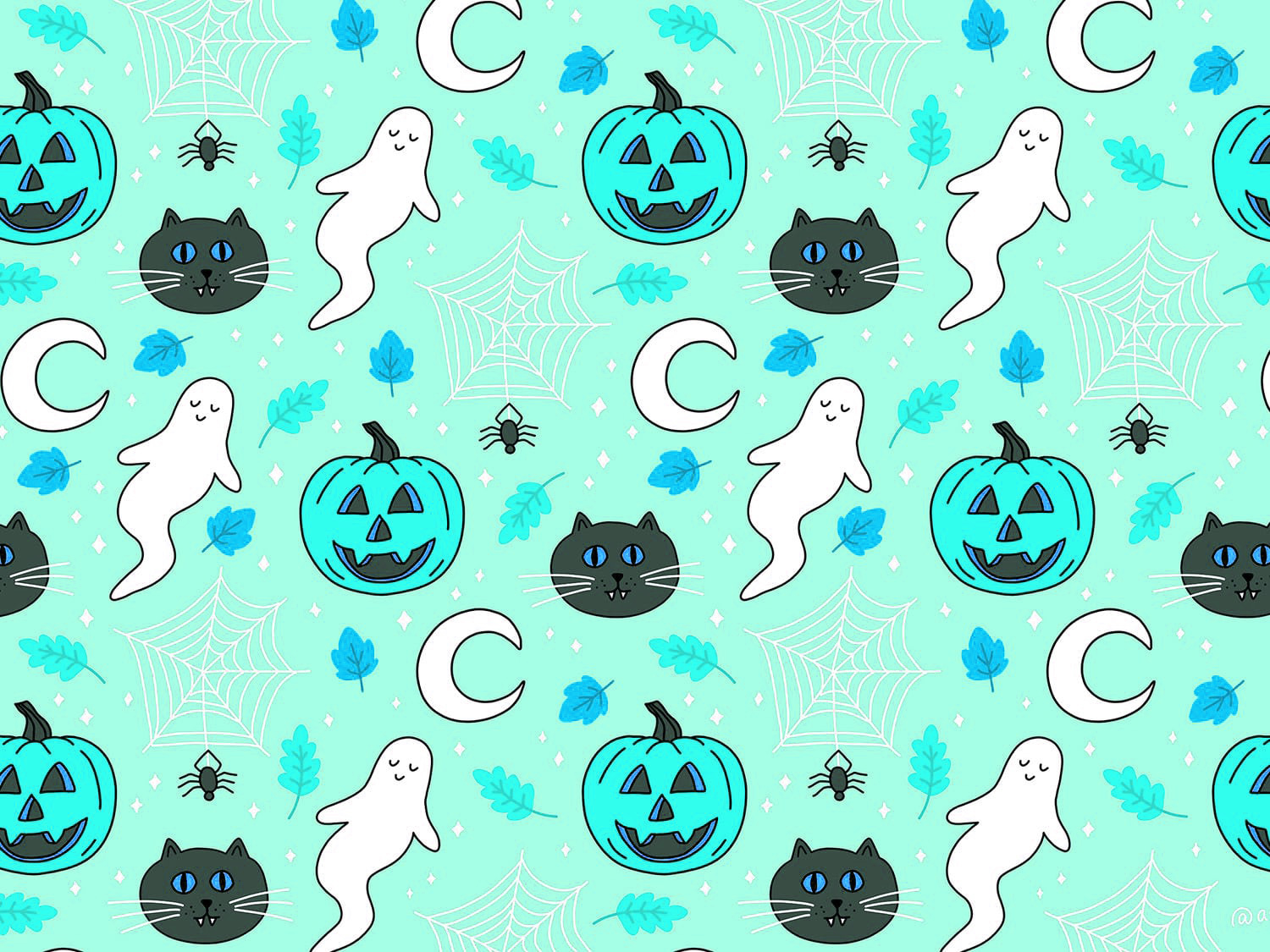 Preppy Halloween Blue Wallpapers Wallpaper Cave