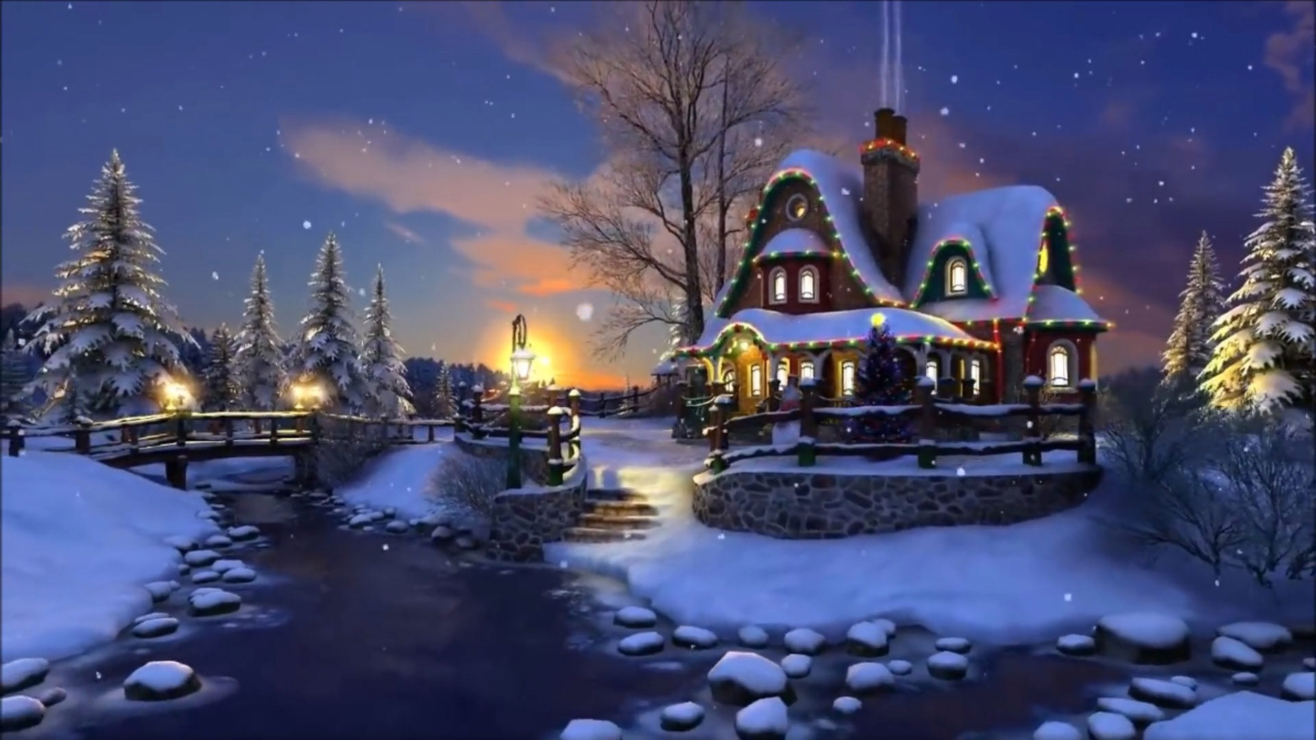 Snowing Christmas Night Wallpapers Wallpaper Cave
