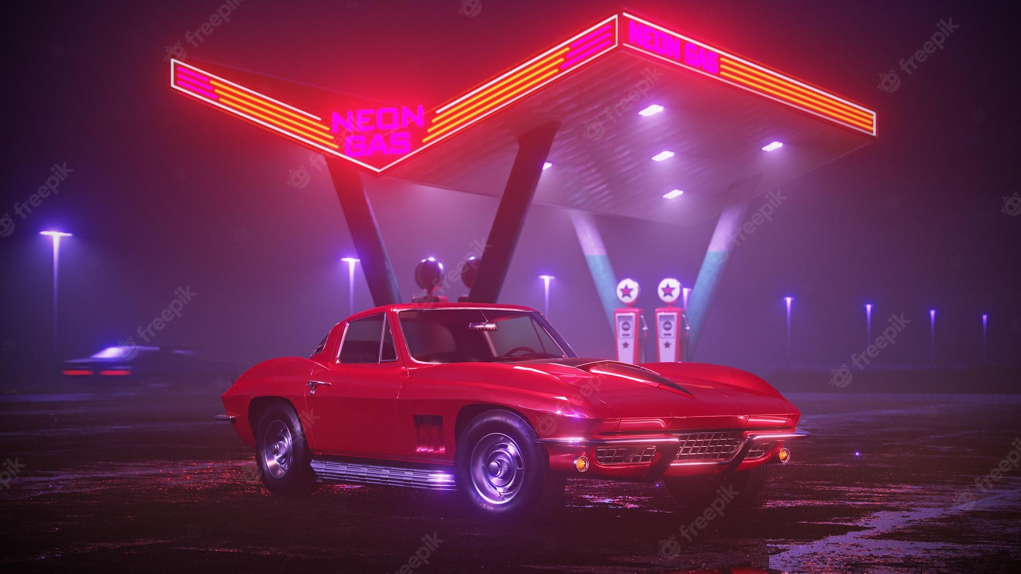 Retro Muscle Car Neon Wallpapers Wallpaper Cave