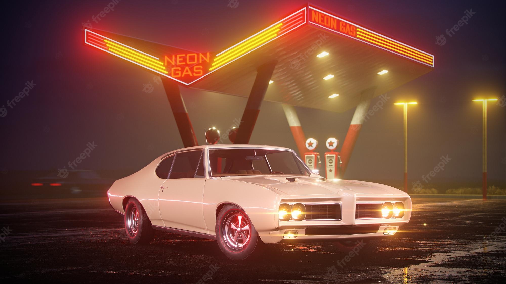 Retro Muscle Car Neon Wallpapers Wallpaper Cave