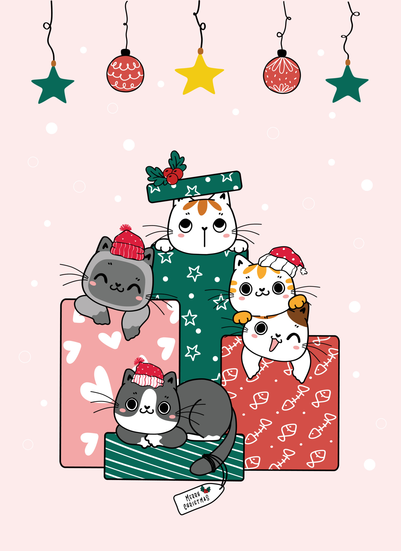 Cat Cartoon Christmas Wallpapers Wallpaper Cave