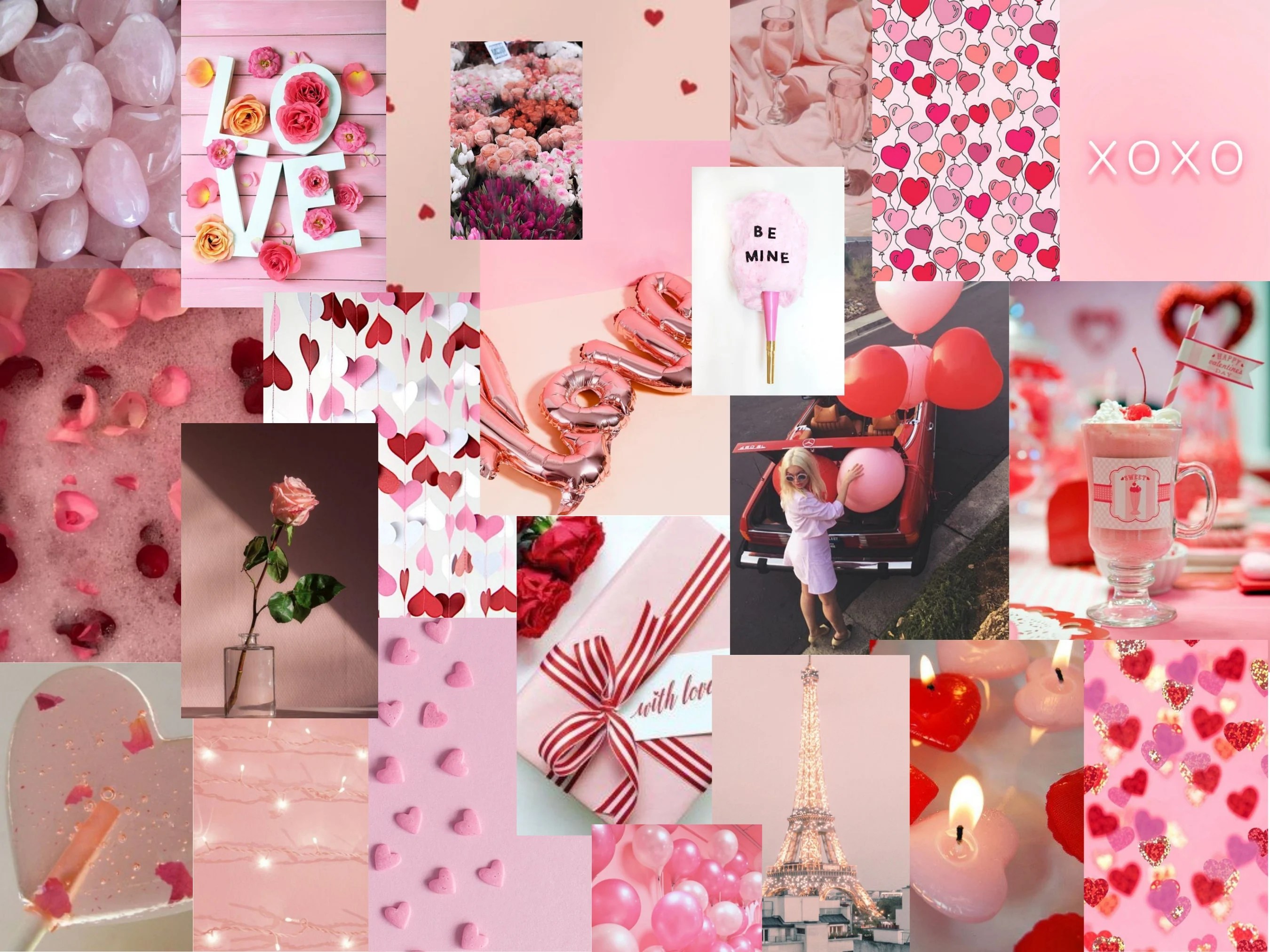 Pink Valentines Collage Wallpapers Wallpaper Cave