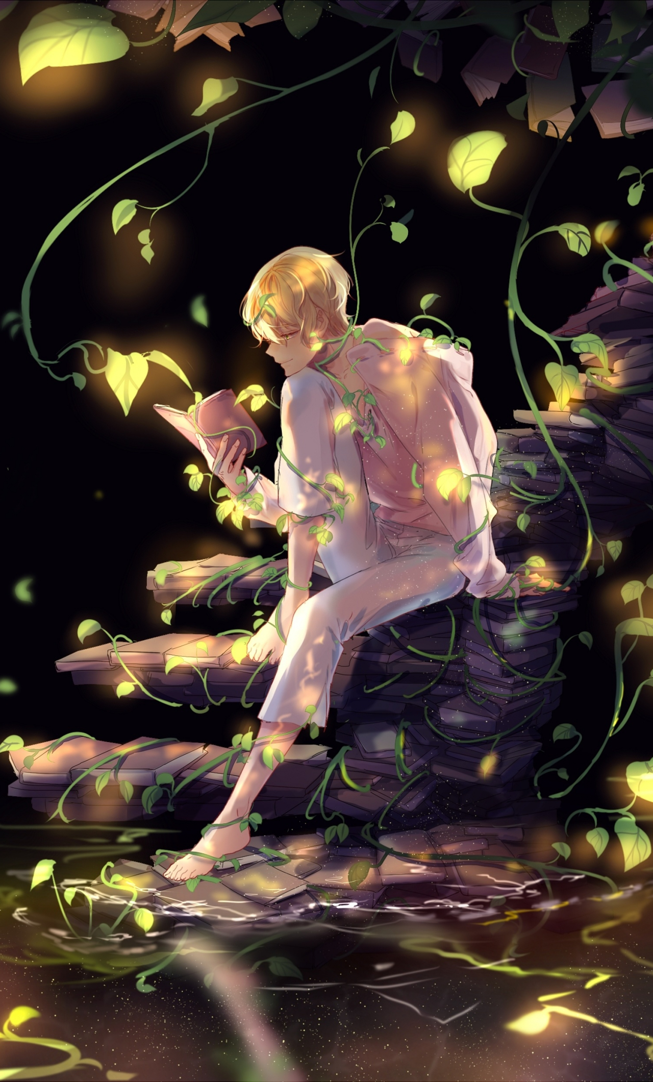 Anime Boy Reading Wallpapers Wallpaper Cave