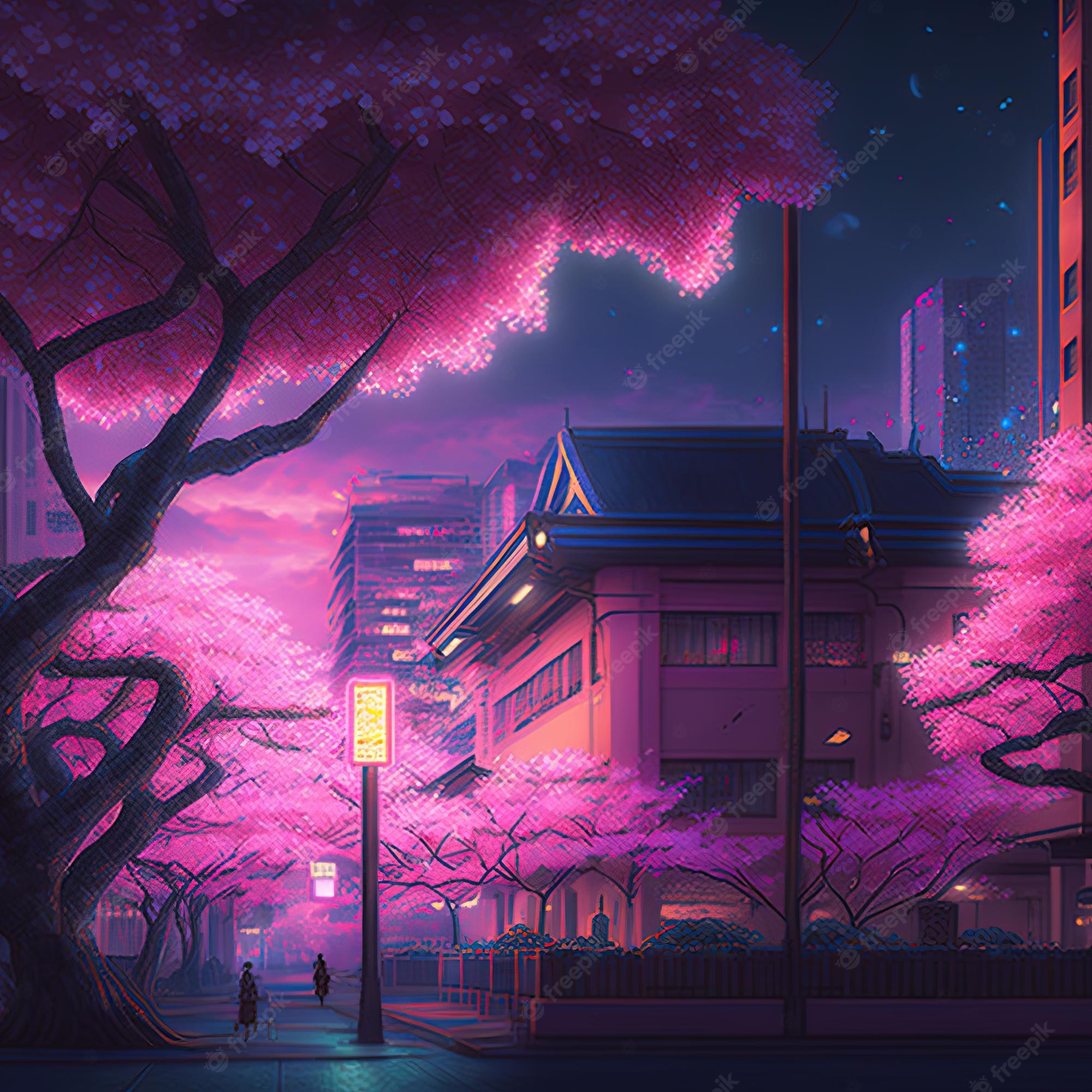 Anime Japanese City Night Wallpapers Wallpaper Cave