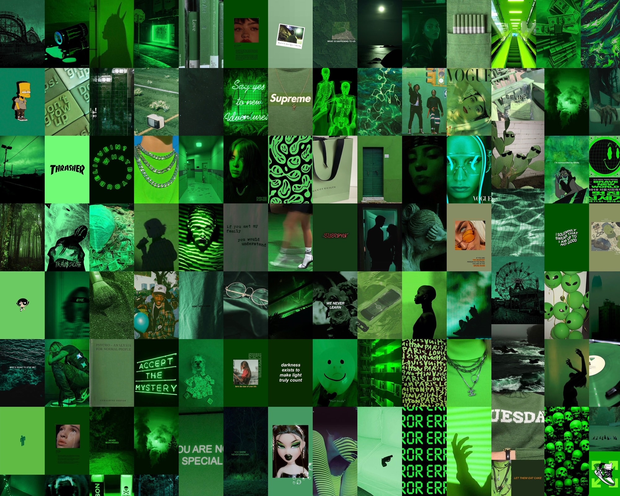 Dark Green Collage Wallpapers Wallpaper Cave