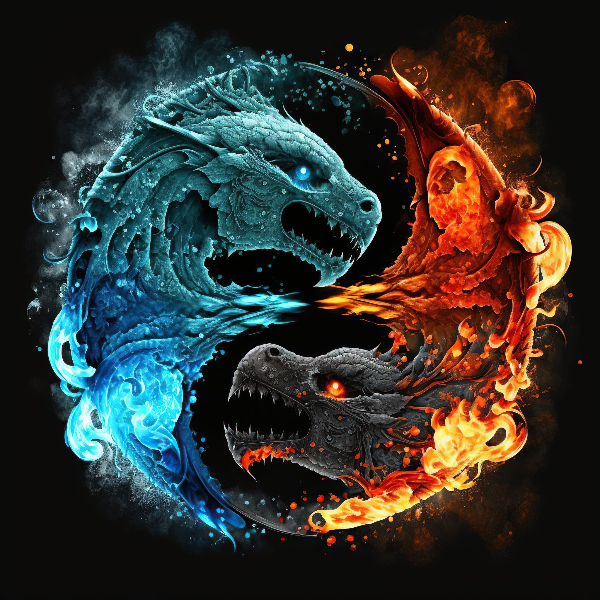 Yin And Yang Fire Vs Water Wallpapers Wallpaper Cave