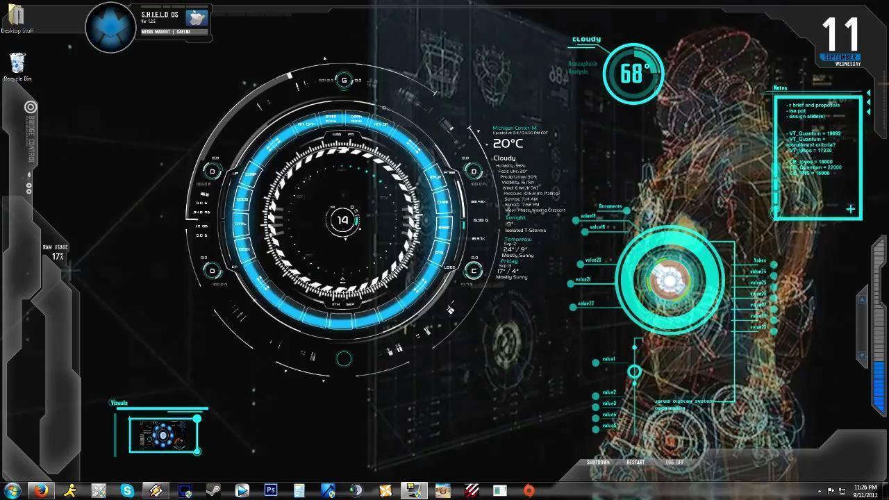 Interactive jarvis desktop background hd with sound reshive