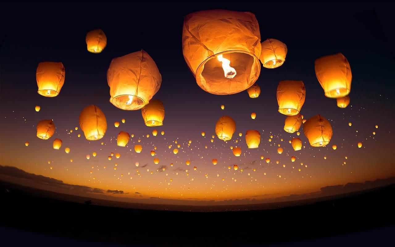 Japanese Lanterns In The Sky