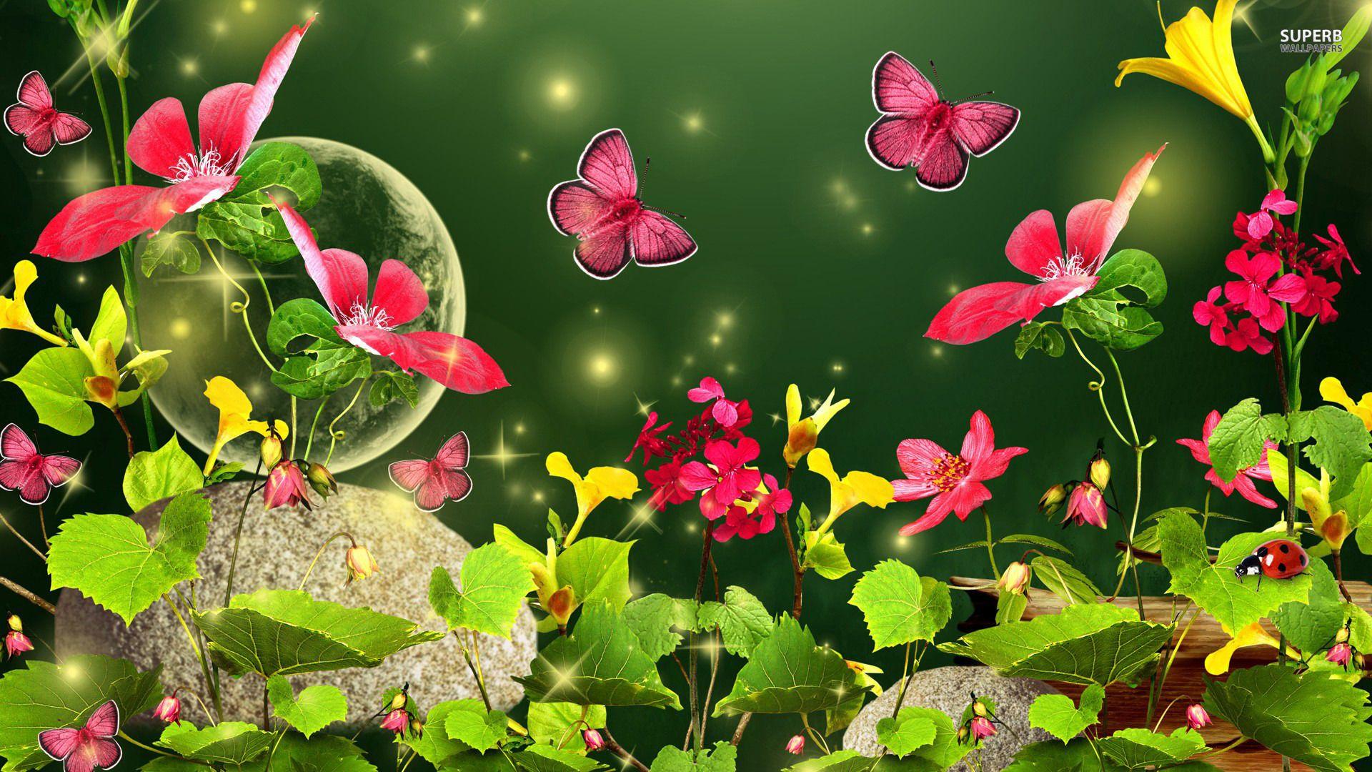 Flowers With Butterfly Wallpapers HD Wallpaper Cave
