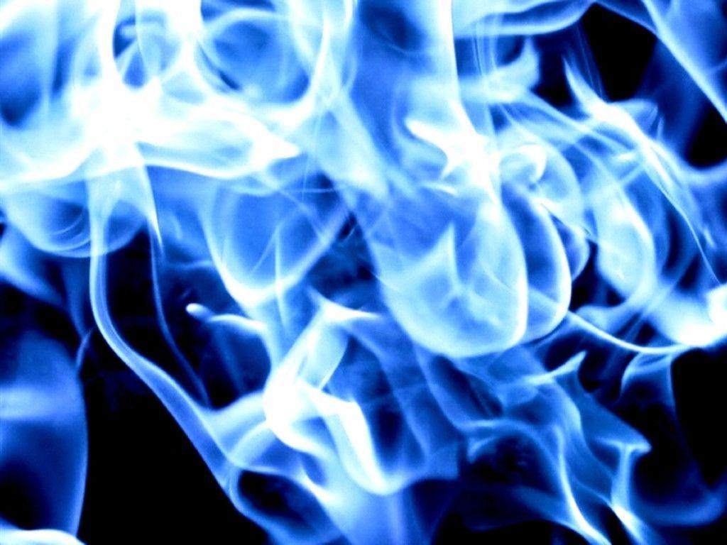 Blue Fire White Background Wallpaper