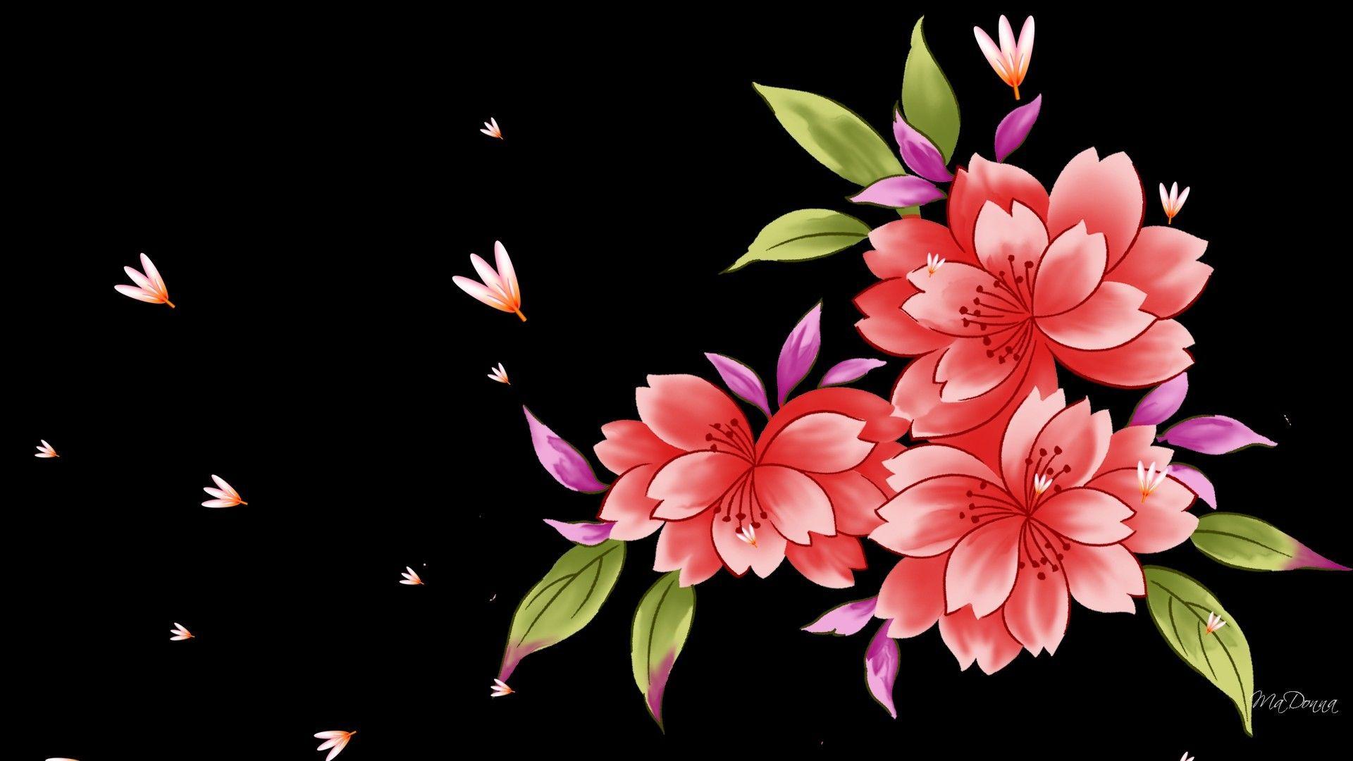 Pink And Black Floral Wallpapers Wallpaper Cave