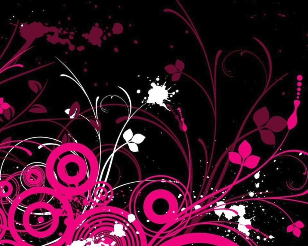 Pink And Black Floral Wallpapers Wallpaper Cave