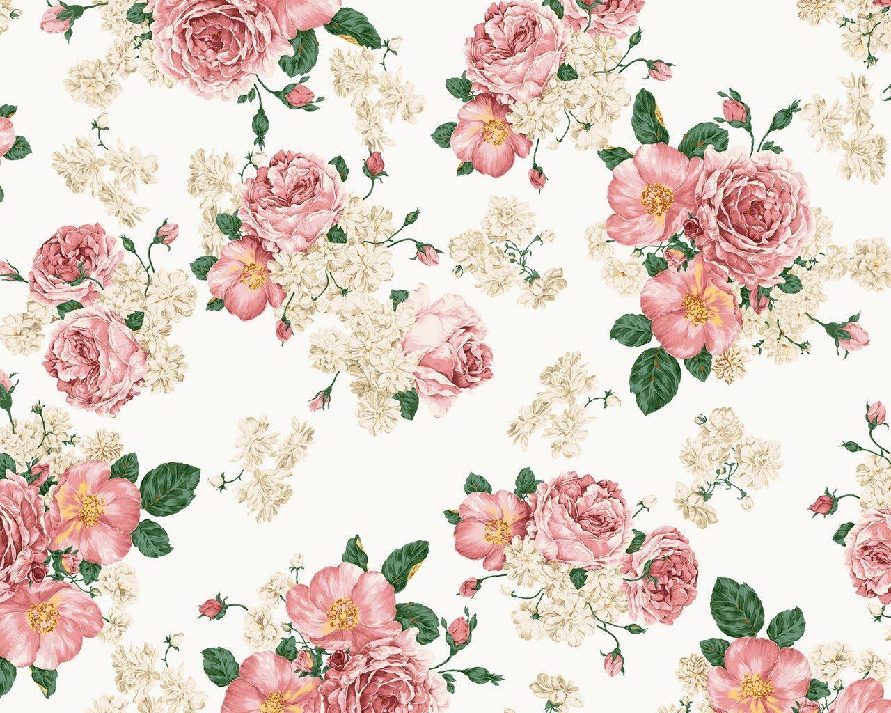 Vintage Pink Flower Wallpaper