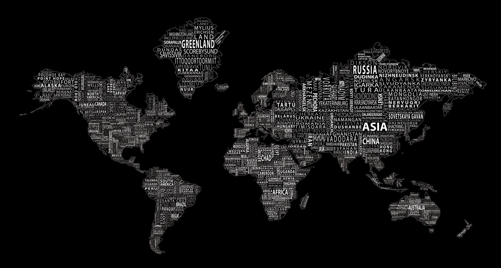 World Map Black Wallpapers - Wallpaper Cave