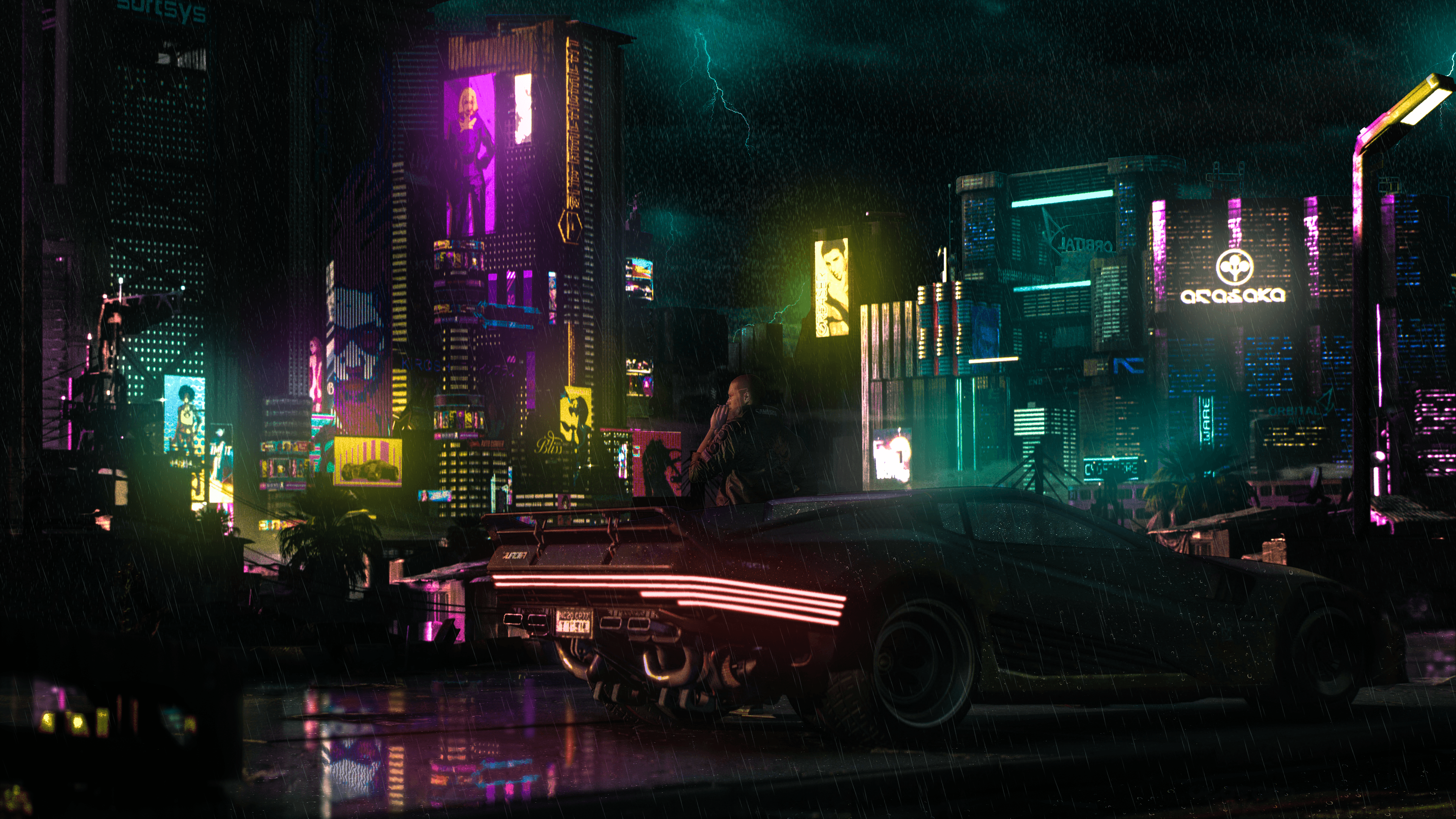 Rain On Window Cyberpunk 2077 Theme Live Wallpaper 4K